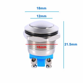 16mm Metal Push Buton Yuvarlak Kafa BT1602