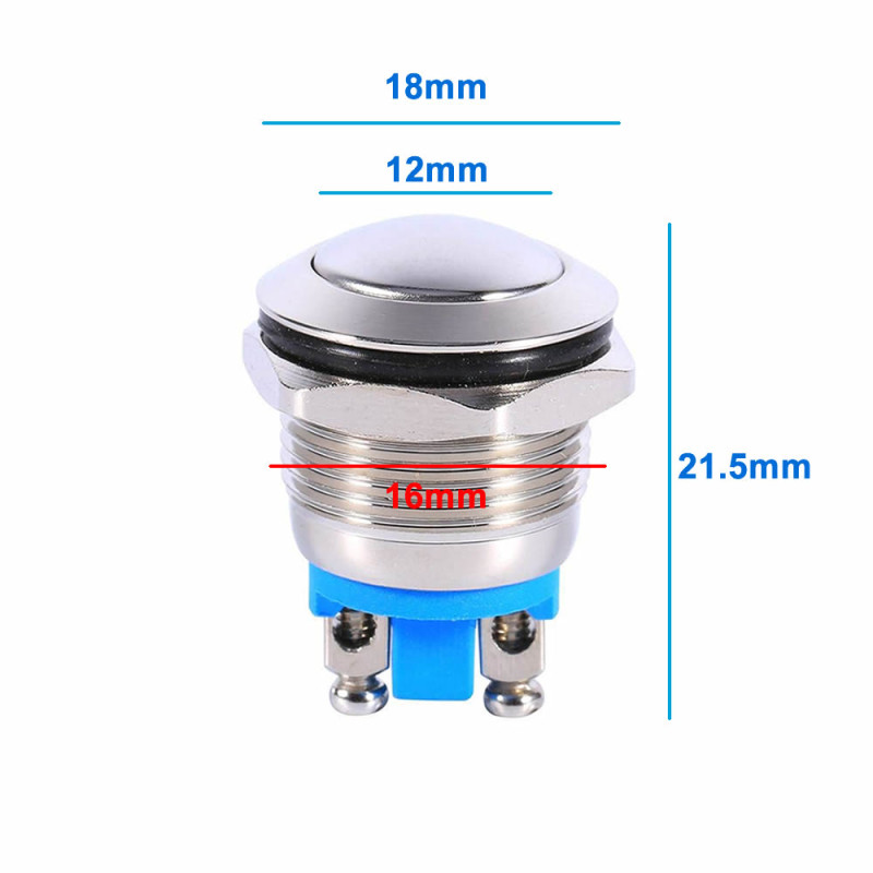 16mm Metal Push Button Round Head BT1602