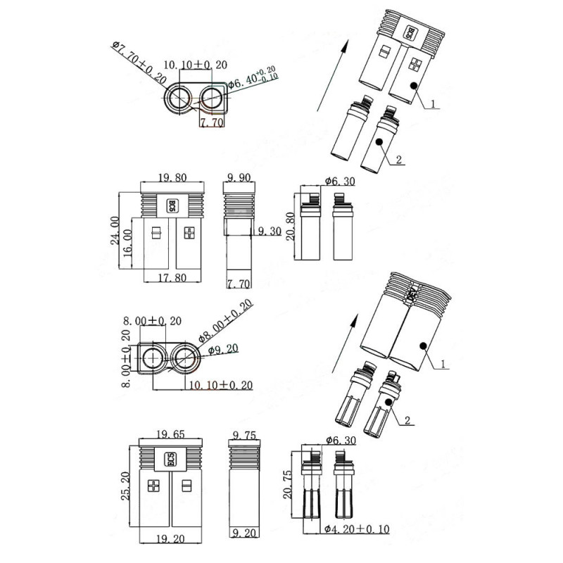 EC5 Female Male Connector Pair