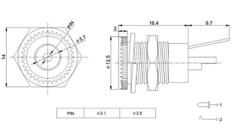 2.1mm DC Power Socket Metal