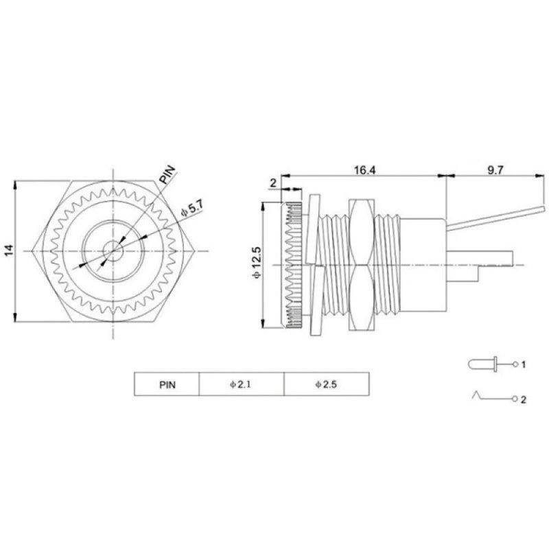 2.1mm DC Güç Soketi Metal