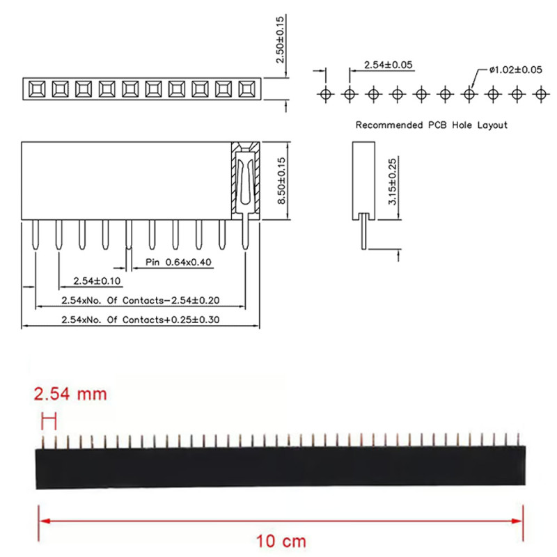 4 Adet 1x40 Pin Dişi Header