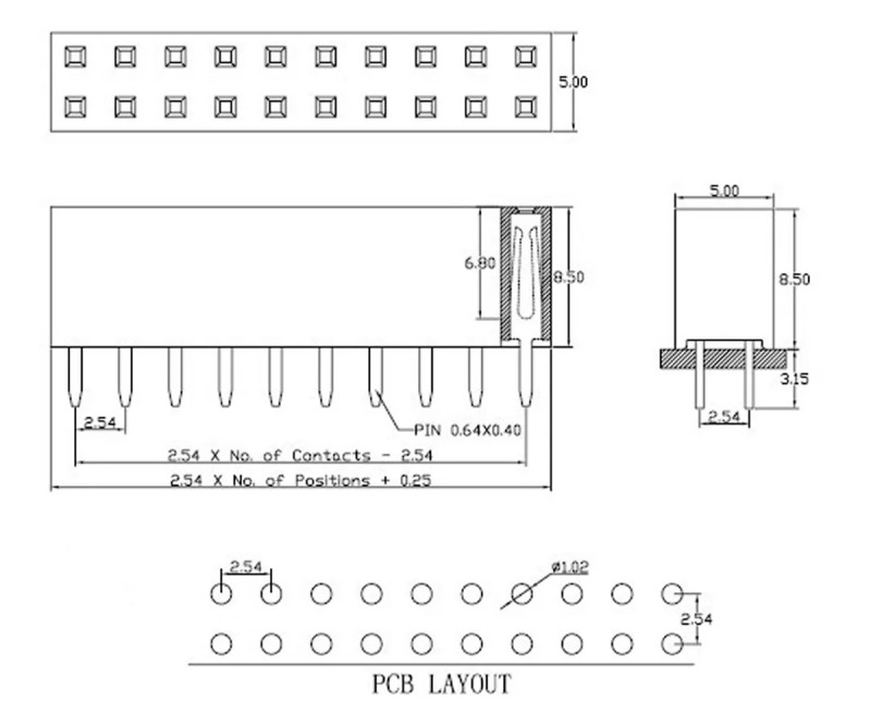 2x40 Pin Female Header