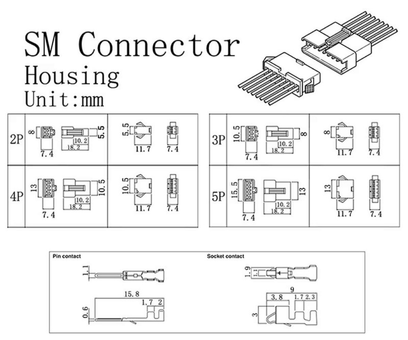 JST SM Connector Set 200 Pieces