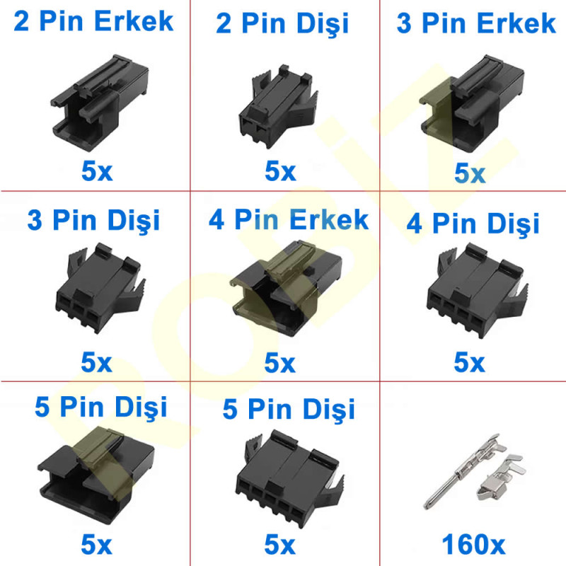 JST SM Connector Set 200 Pieces