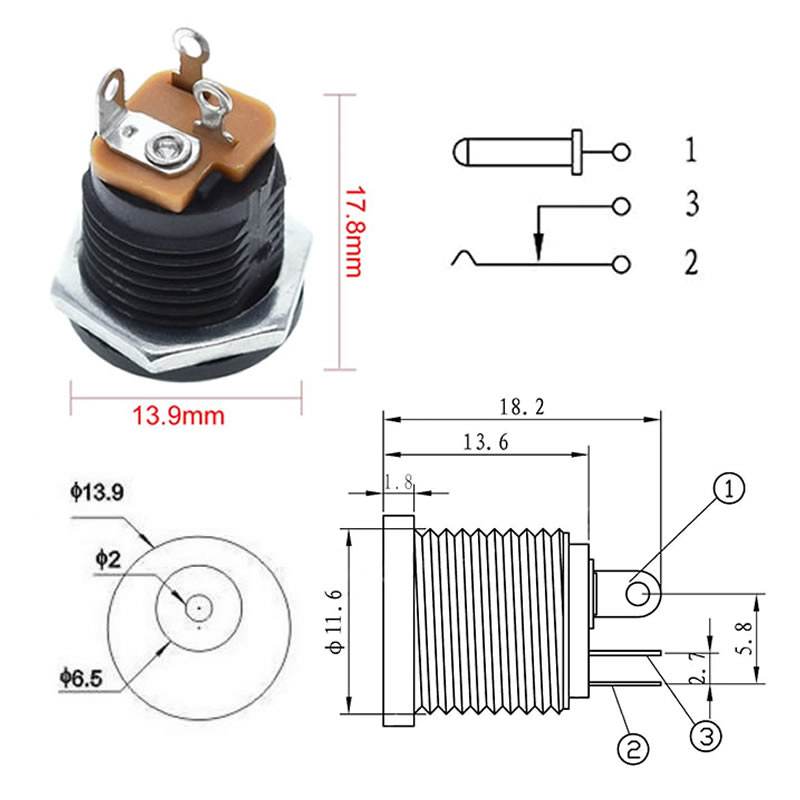 2.1mm Plastic DC Power Socket
