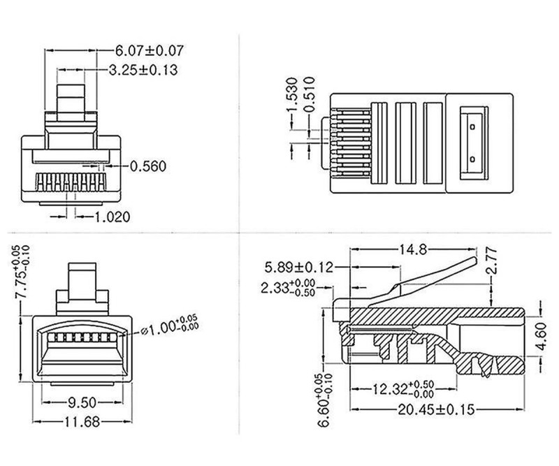 10x RJ45 8P8C Plastic Socket