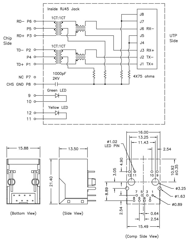 RJ45 with Transformer HR911105A
