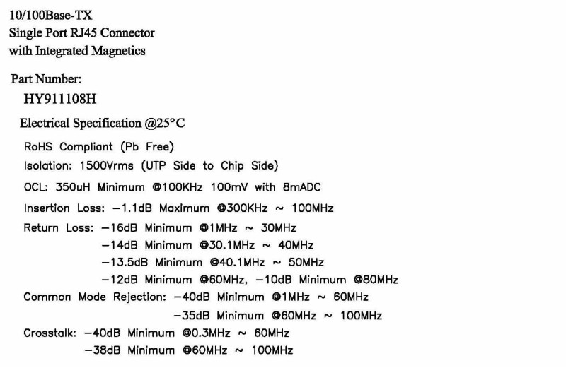 Trafolu RJ45 HY911108H