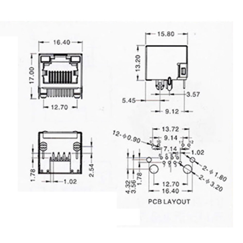 RJ45 8P8C Metal With Led
