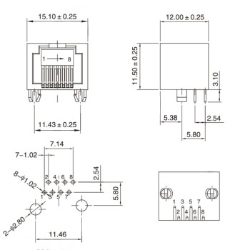 12mm Yellow RJ45 Socket