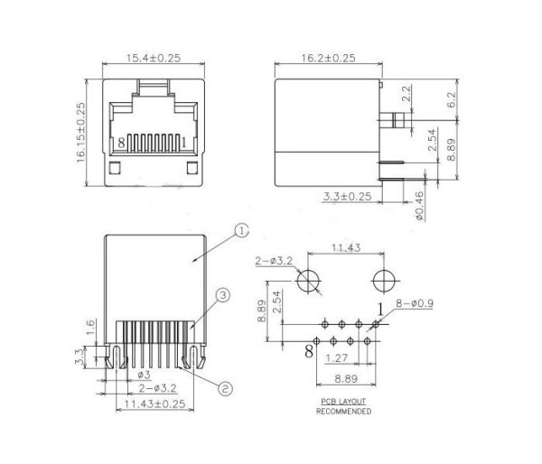 RJ45 8P8C Plastic