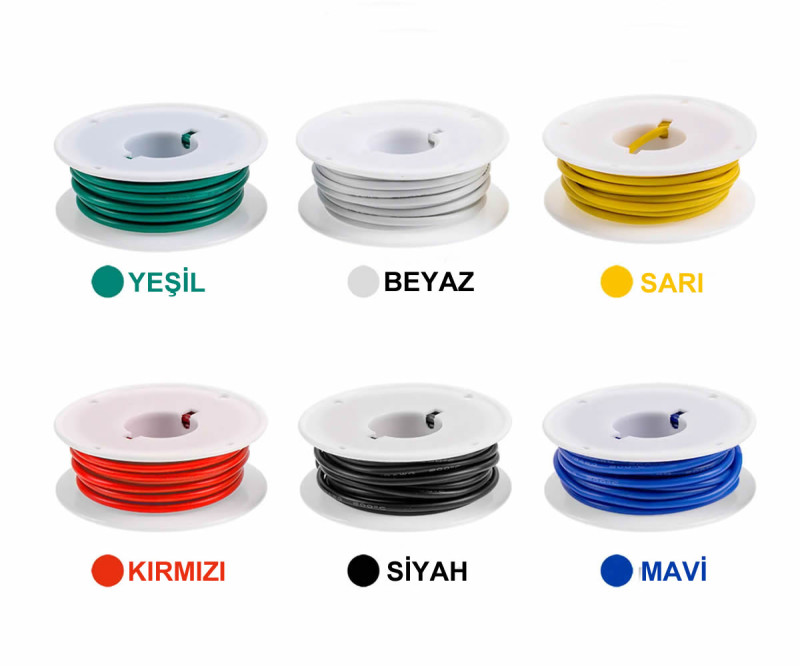 6 Renk 18Awg 30 Metre Elektrik Kablo Seti