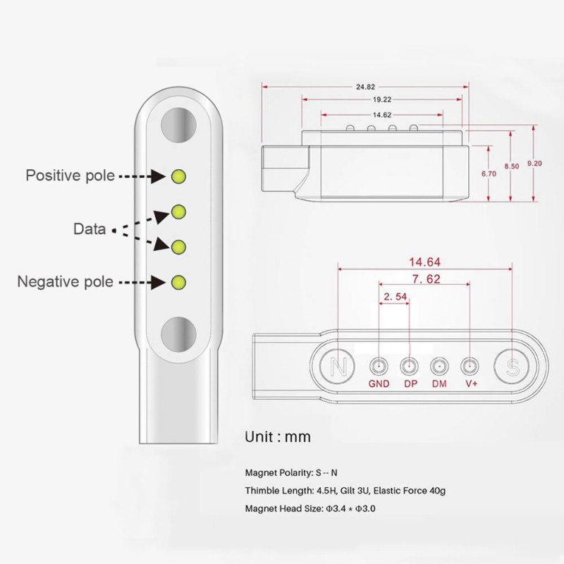 Usb 4 Pin Pogo Cable